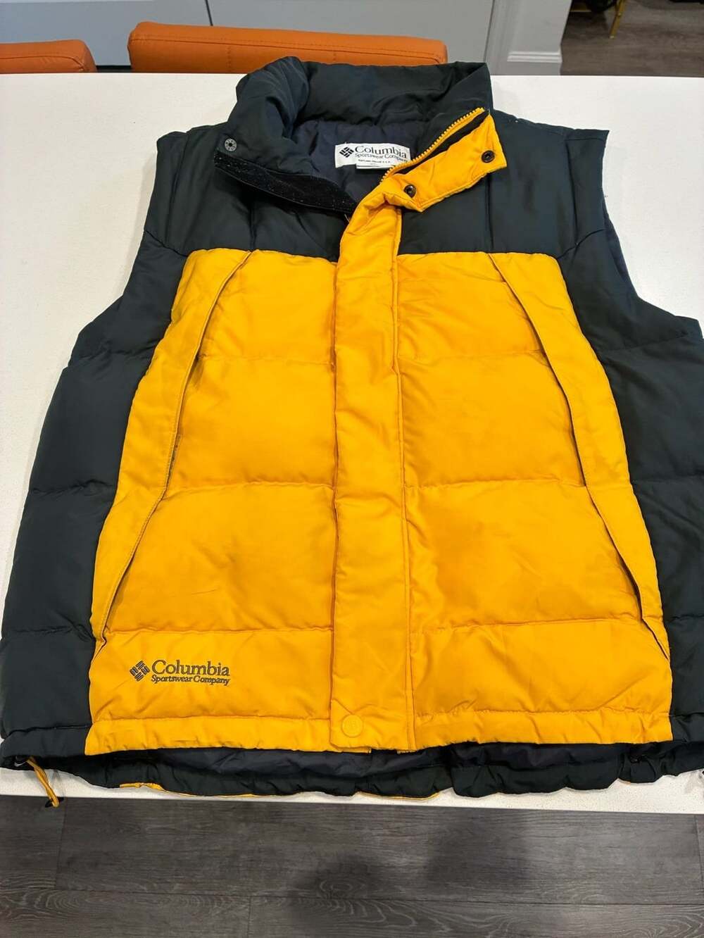 Vintage Columbia Sportswear Company Yellow and Dark Gray Puffer Vest Men's Size